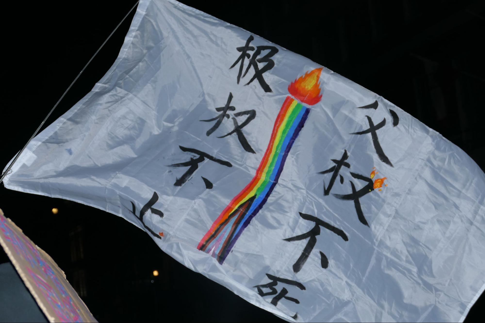 游行时的一面旗帜