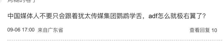 批判作者使用“极右翼”称呼选择党的留言之一